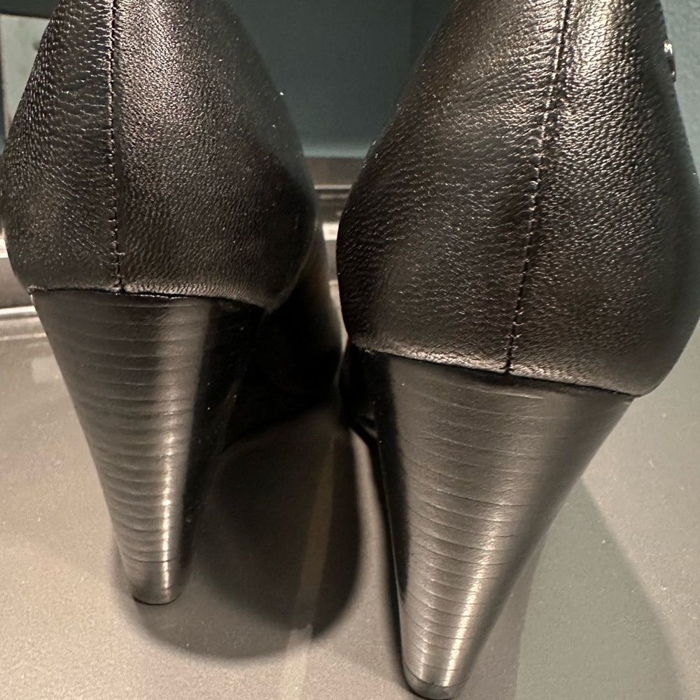 Coach Women's Black Leather Wedges - Picture 3 of 5